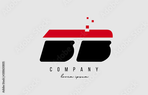 bb b b alphabet letter logo combination in red and black color. Creative icon design for company and business