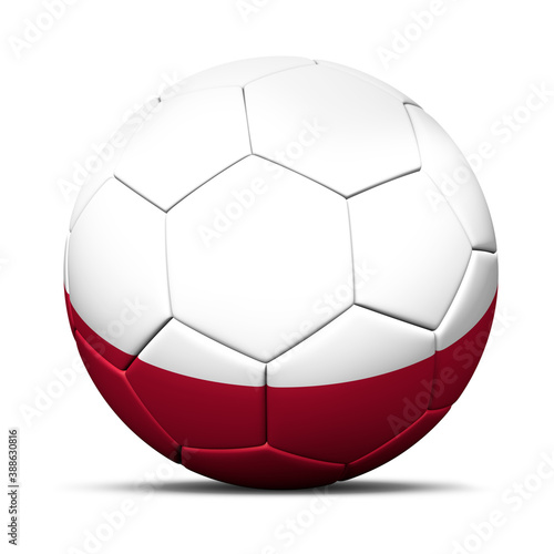 3d soccer ball with Polonia flag - 3D Render isolated in background white.