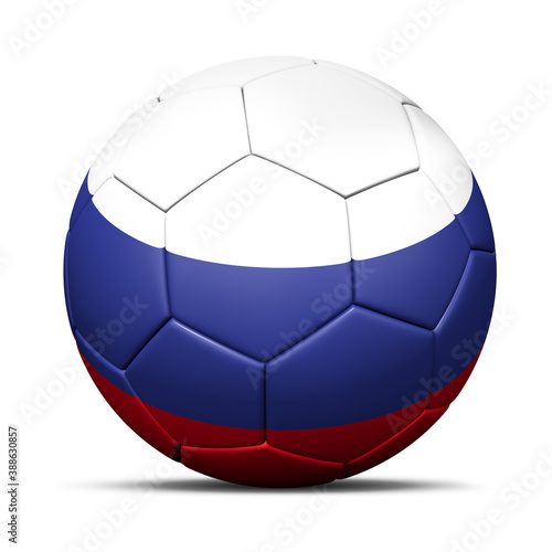 3d soccer ball with Russia flag - 3D Render isolated in background white.