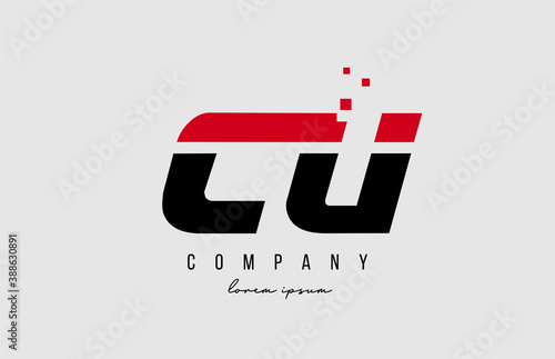 cu c u alphabet letter logo combination in red and black color. Creative icon design for company and business