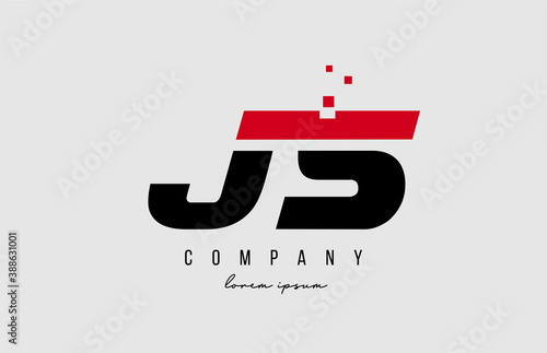 js j s alphabet letter logo combination in red and black color. Creative icon design for company and business