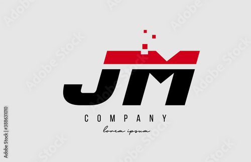 jm j m alphabet letter logo combination in red and black color. Creative icon design for company and business