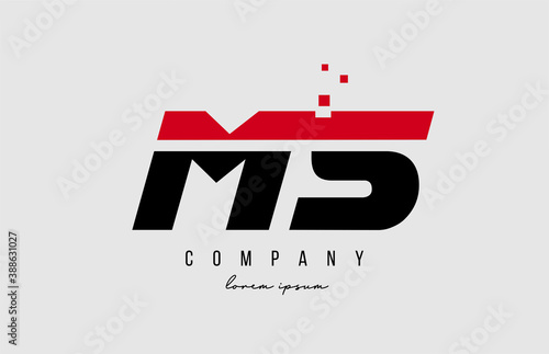 Fotografie ms m s alphabet letter logo combination in red and black color