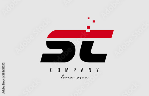 sc s c alphabet letter logo combination in red and black color. Creative icon design for company and business
