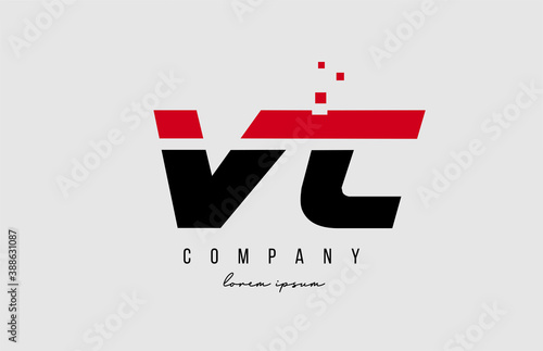 vc v c alphabet letter logo combination in red and black color. Creative icon design for company and business