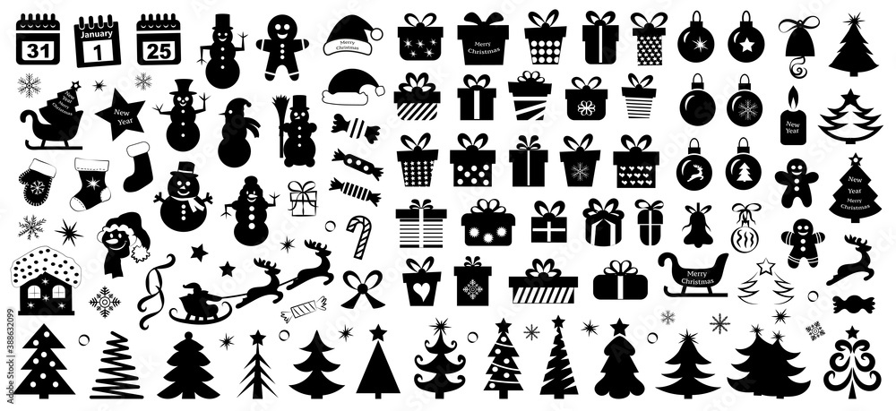 Set of Christmas icons. Vector illustration.. Set of Christmas icons. Vector illustration..