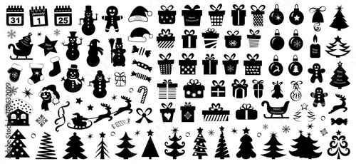 Set of Christmas icons. Vector illustration..