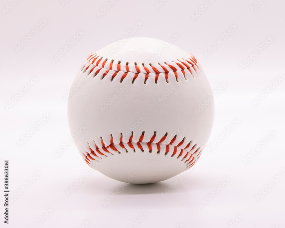 A single baseball on a white background A single baseball on a white background