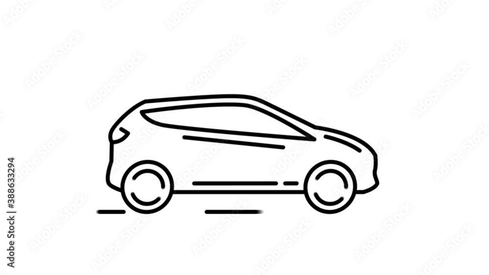 Hatchback line icon on the Alpha Channel Hatchback line icon on the Alpha Channel