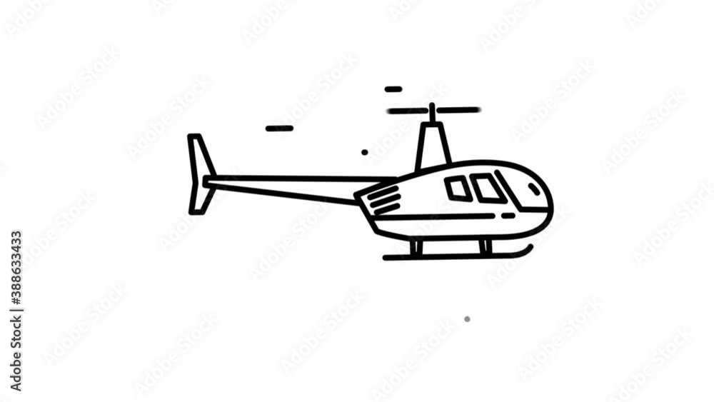 Helicopter line icon on the Alpha Channel Helicopter line icon on the Alpha Channel