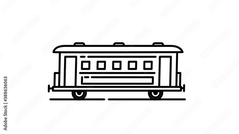 Passenger Railway Wagon line icon on the Alpha Channel Passenger Railway Wagon line icon on the Alpha Channel
