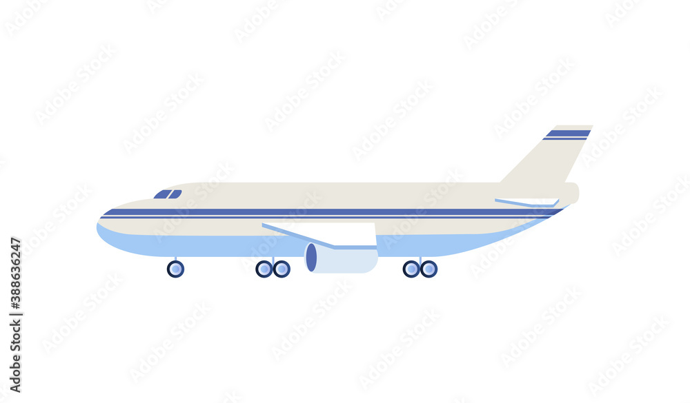 Airplane template isolated on white background. Plane icon for airline service, branding and advertising. Transport for logistics and delivery. Flat cartoon vector illustration Airplane template isolated on white background. Plane icon for airline service, branding and advertising. Transport for logistics and delivery. Flat cartoon vector illustration
