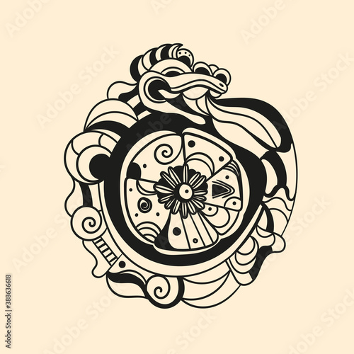 Ancient mayan tattoo picture. Mexican mesoamerican glyph, hieroglyphic. Maya civilization collection. Old school tattoo style. Vector illustration