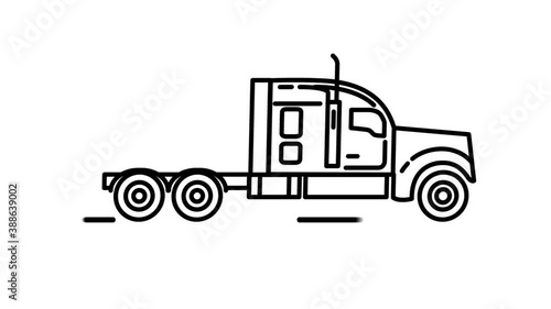 Tractor Unit line icon on the Alpha Channel