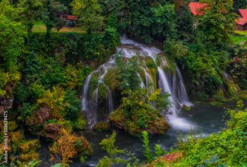 Waterfall Vilina Kosa. RASTOKE, CROATIA - august.2020. - Ethno village Rastoke in Croatia is located in the town of Slunj close to Plitvice lakes. Rastoke is known for its water powered mechanical