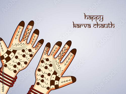 illustration of elements of Hindu Festival Karva Chauth background