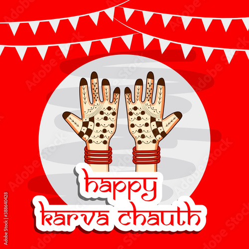 illustration of elements of Hindu Festival Karva Chauth background photo