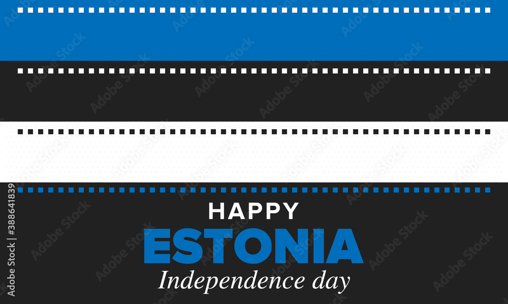 Obraz premium Independence Day in Estonia. National happy holiday, celebrated annual in February 24. Estonian flag. Patriotic elements. Poster, card, banner and background. Vector illustration