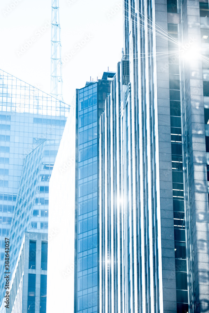 Modern city buildings with morning light