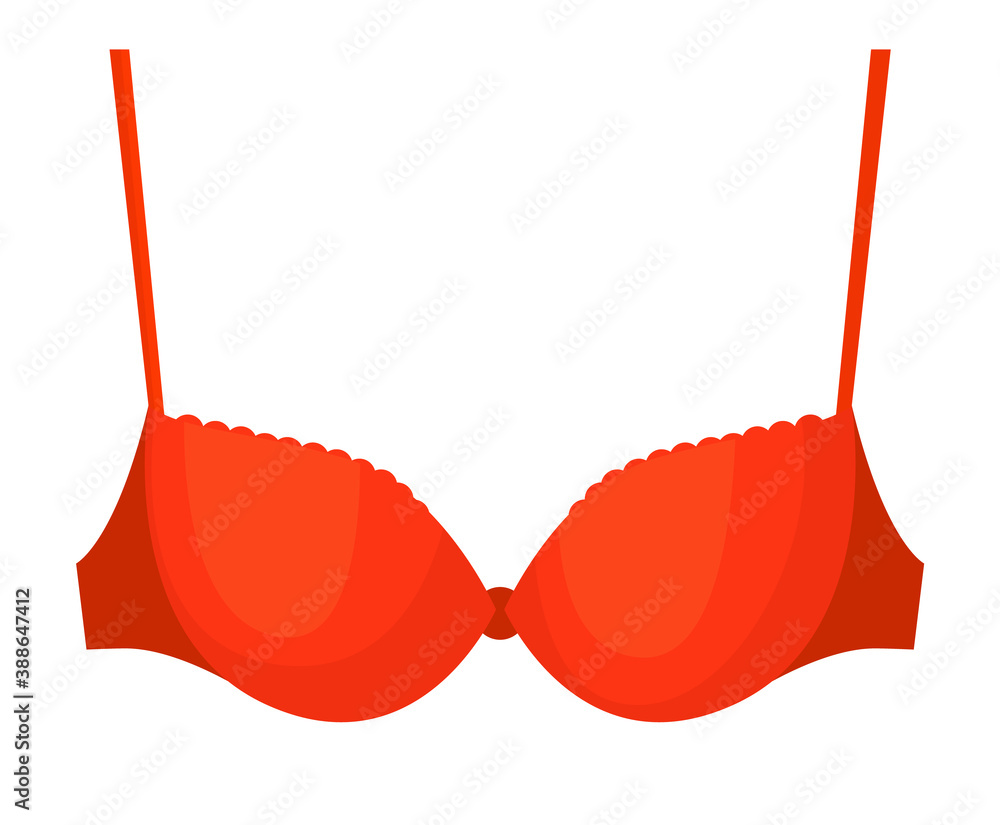 Woman bra. Red woman bra isolated on white background. Feminine breast underwear vector illustration Woman bra. Red woman bra isolated on white background. Feminine breast underwear vector illustration