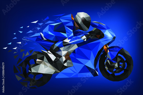 Blue Grand Prix Motorsport Polygon Vector concpet.