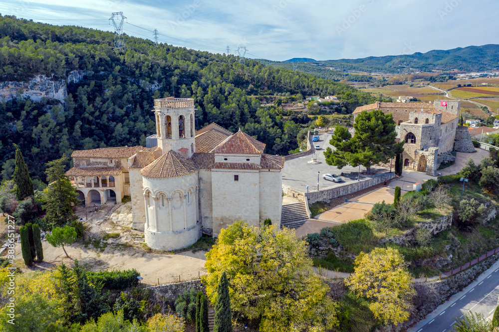 Castle and Santa Maria Church located in Sant Marti Sarroca Spain