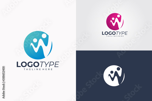 pulse people logo icon vector isolated