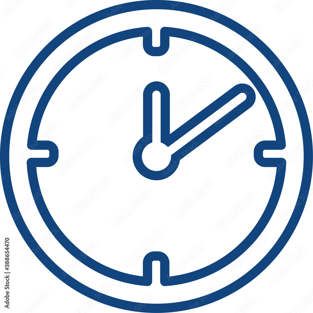 Blue clock icon isolated on white background. Flat infographics. Vector illustration. Blue clock icon isolated on white background. Flat infographics. Vector illustration.