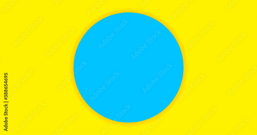 simple circle light blue on yellow background for banner, copy space, paper circle blue color and yellow for background