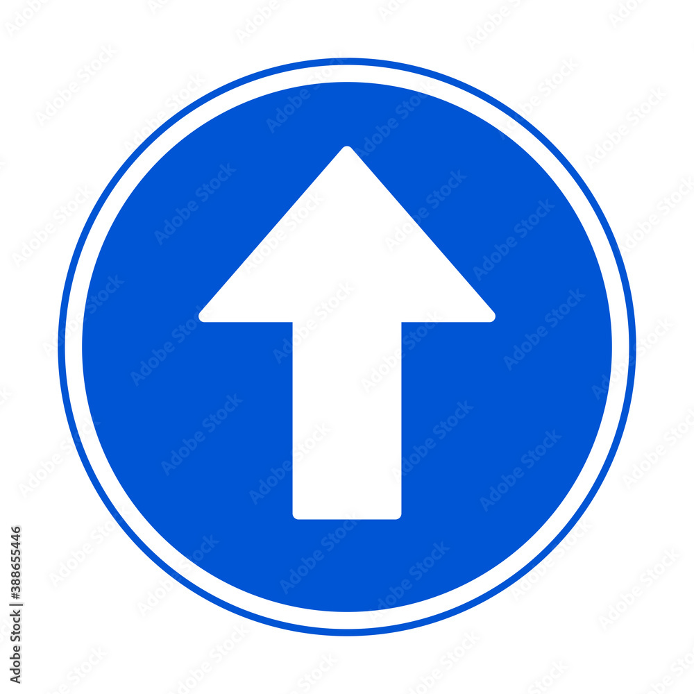 Blue Round One Way Arrow Sign. Vector Image. Blue Round One Way Arrow Sign. Vector Image.