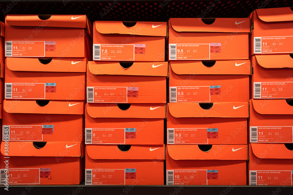 Bangkok / Thailand - November 2019 : Nike sport shoe in vary models and  series are on sale in the factory outlet store as special discount price.  Stock Photo | Adobe Stock