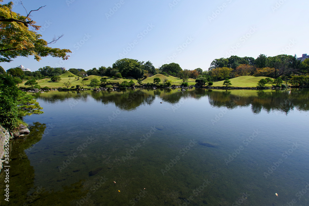 熊本にある水前寺公園の日本庭園