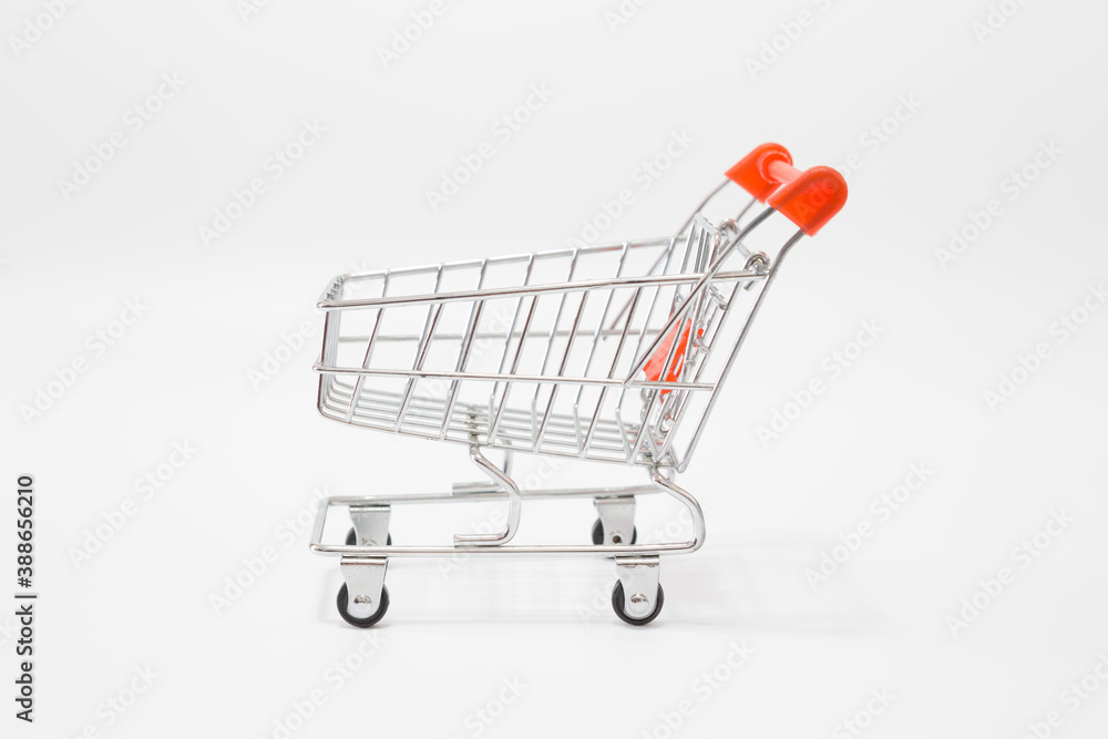 Empty Shopping cart on white background for online shopping concept Empty Shopping cart on white background for online shopping concept