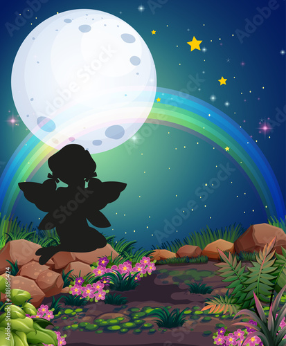 Fairy silhouette in nature background