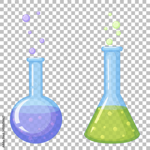 Chemical test tube icons on transparent background