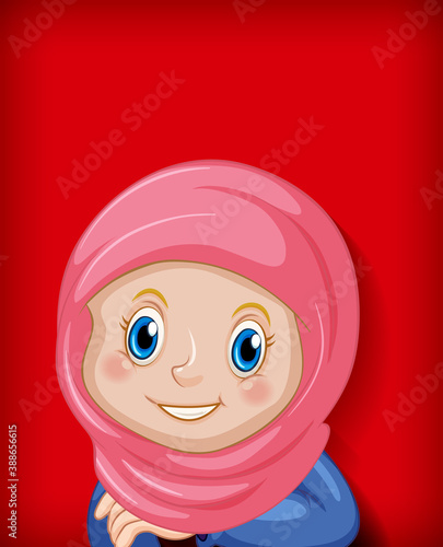 Happy muslim girl cartoon character