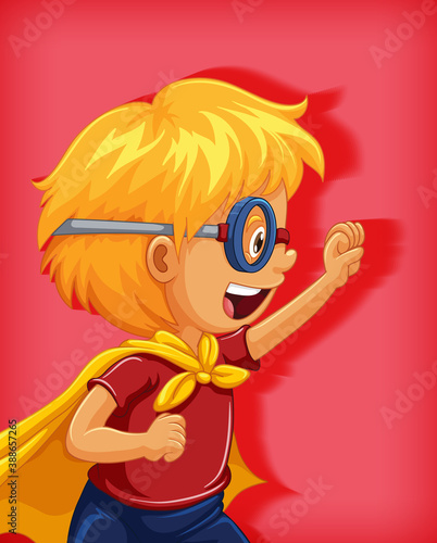 Boy wearing superhero with stranglehold position cartoon character portrait i...