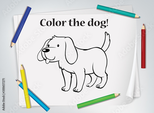 Children dog coloring worksheet