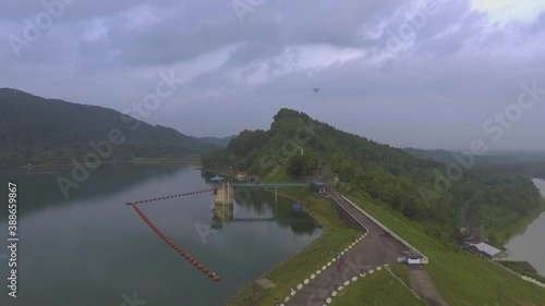 Bendungan Waduk Sempor Kebumen Jawa Tengah HD Stock Footage camera track in photo