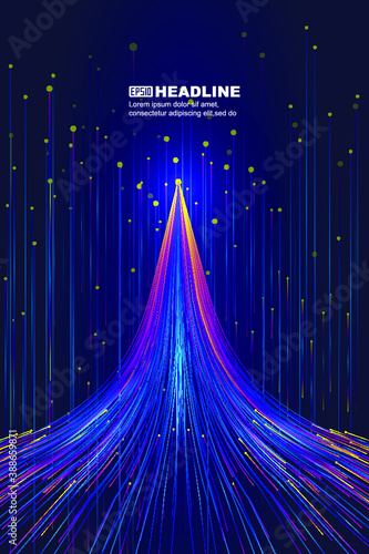 The luminous line that radiates upward, Internet science and technology big data background