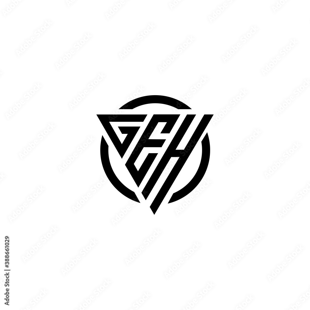 Initial letter GEH triangle monogram clean modern simple logo Initial letter GEH triangle monogram clean modern simple logo