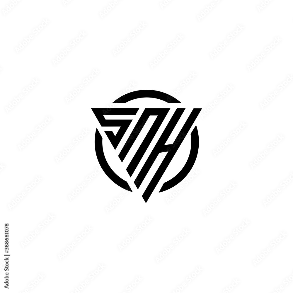 Initial letter SNH triangle monogram clean modern simple logo Initial letter SNH triangle monogram clean modern simple logo