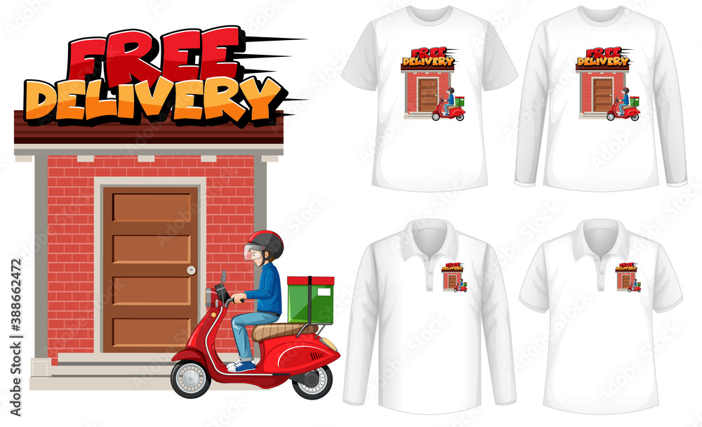 Set of mockup shirt with delivery theme Set of mockup shirt with delivery theme