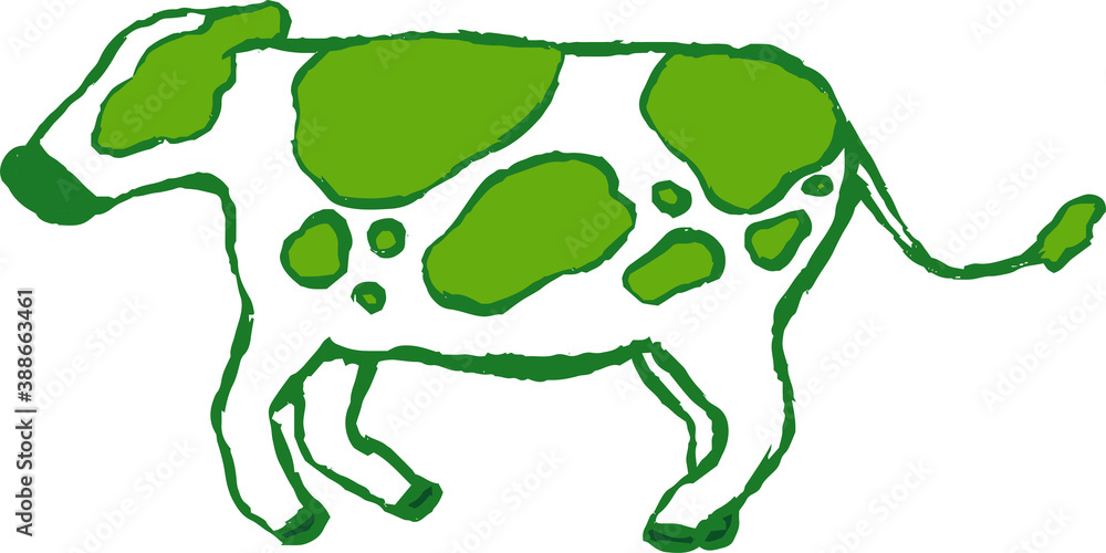 Fototapeta premium Green Realistic hand-painted Holstein cow