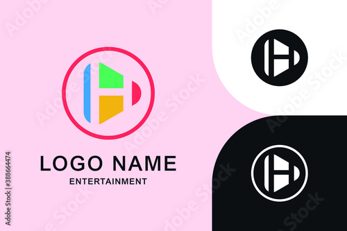 Modern Initial letter H Video Media Play icon logo concept template. Digital Technology company