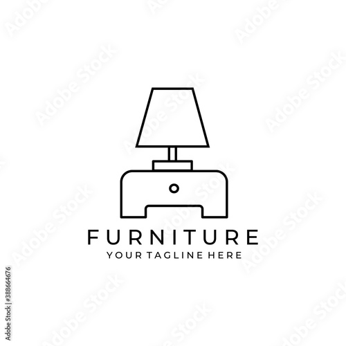 furniture line art logo illustration design, light logo design