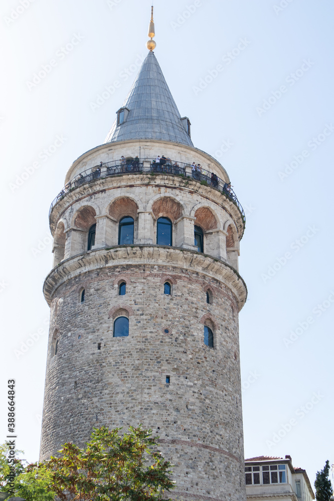 Galata Tower in Istanbul city. View of the Galata tower