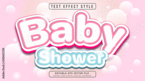 baby shower text effect style, 3d alphabet font fun typography, pink concept decoration typeface for child. used for celebration baby shower, celebrate newborn, birtday, invitation, event, greeting