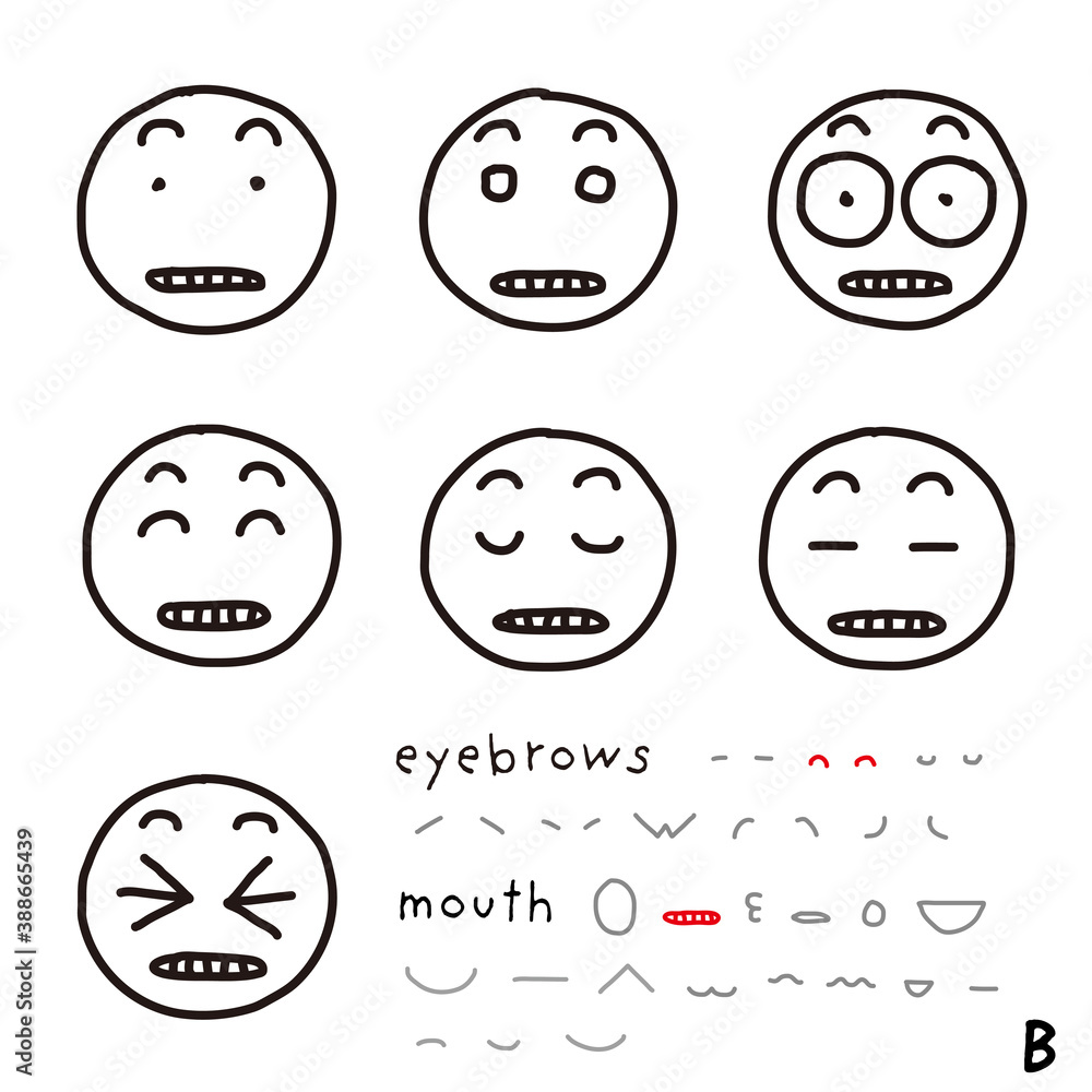 Fototapeta premium hand-drawn facial expression icon_02_b