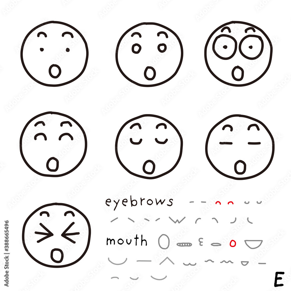 Fototapeta premium hand-drawn facial expression icon_02_e
